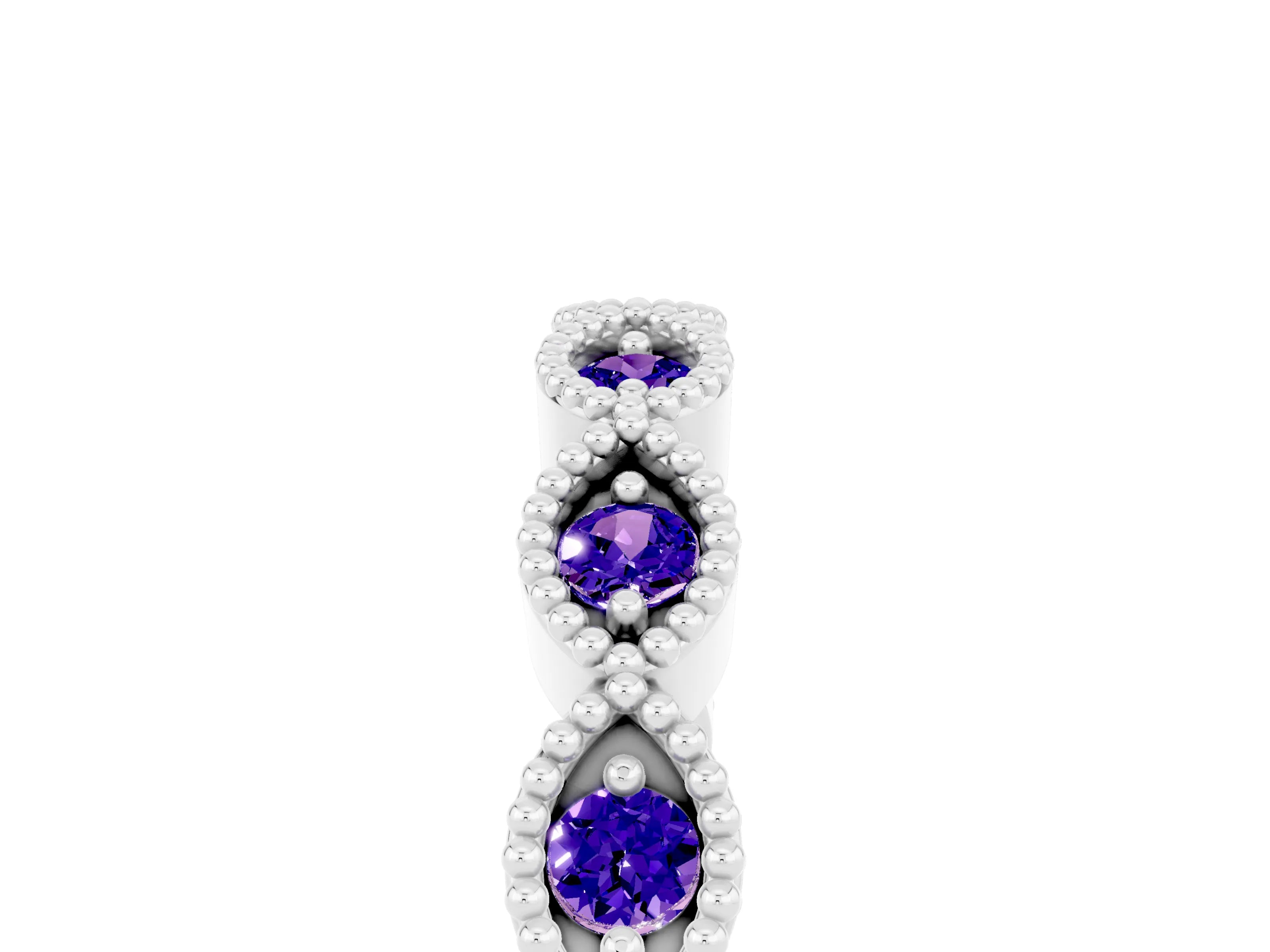 White gold Milgrain Marquise Tanzanite Half Eternity Band with Bezel Setting_11