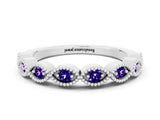 White gold Milgrain Marquise Tanzanite Half Eternity Band with Bezel Setting_42