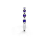 White gold Milgrain Marquise Tanzanite Half Eternity Band with Bezel Setting_53