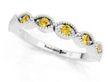 White gold Milgrain Marquise Yellow Sapphire Half Eternity Band with Bezel Setting_39