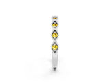 White gold Milgrain Marquise Yellow Sapphire Half Eternity Band with Bezel Setting_40