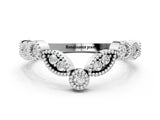 White gold Milgrain Marquise and Round Diamond Half Eternity Band_21