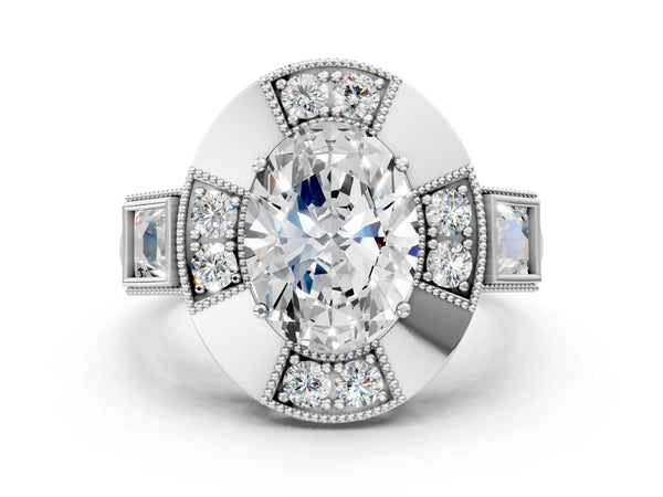 Sterling Silver Round Vintage Halo Engagement Ring Setting