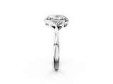White gold Milgrain Oval Cut Diamond Ring with Tapered Pave Band and Four Prong Setting_5