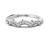 White gold Milgrain Pavé Round Diamond Curved Band_22