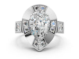 White gold Milgrain Pear Cut Diamond Halo Split Shank Ring_78