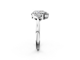 White gold Milgrain Pear Cut Diamond Ring with Tapered Pave Band and Four Prong Setting_5