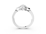 White gold Milgrain Pear Cut Diamond Ring with Tapered Pave Band and Four Prong Setting_6