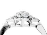 White gold Milgrain Pear Cut Diamond Ring with Tapered Pave Band and Four Prong Setting_7