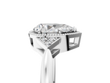 White gold Milgrain Pear Cut Diamond Ring with Tapered Pave Band and Four Prong Setting_8