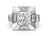 White gold Milgrain Princess Cut Diamond Halo Split Shank Ring_36
