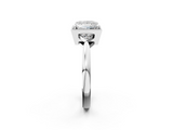 White gold Milgrain Princess Cut Diamond Ring with Tapered Pave Band and Four Prong Setting_5