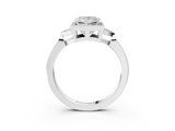 White gold Milgrain Princess Cut Diamond Ring with Tapered Pave Band and Four Prong Setting_6