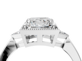 White gold Milgrain Princess Cut Diamond Ring with Tapered Pave Band and Four Prong Setting_7