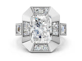 White gold Milgrain Radiant Cut Diamond Halo Split Shank Ring_78