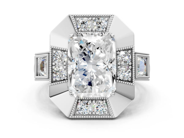 Sterling Silver Round Vintage Halo Engagement Ring Setting