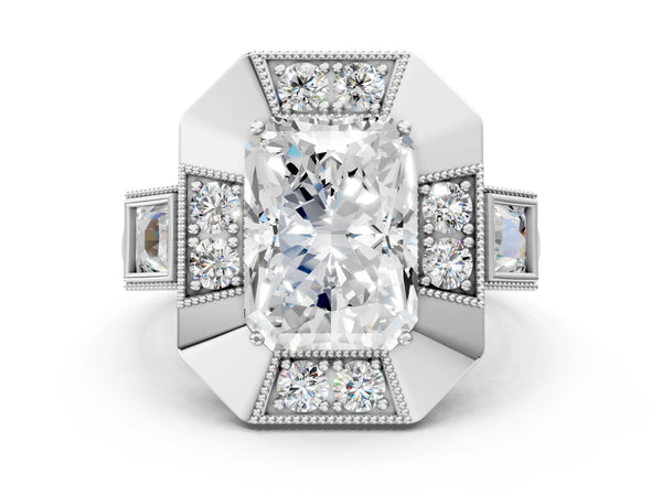 Sterling Silver Round Vintage Halo Engagement Ring Setting