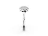 White gold Milgrain Radiant Cut Diamond Ring with Tapered Pave Band and Four Prong Setting_30