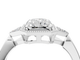 White gold Milgrain Radiant Cut Diamond Ring with Tapered Pave Band and Four Prong Setting_32