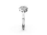White gold Milgrain Round Cut Diamond Ring with Tapered Pave Band and Four Prong Setting_5