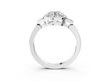 White gold Milgrain Round Cut Diamond Ring with Tapered Pave Band and Four Prong Setting_6