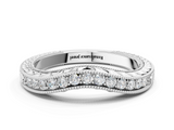 White gold Milgrain Round Diamond Curved Eternity Band with Pavé Setting_12