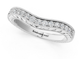 White gold Milgrain Round Diamond Curved Eternity Band with Pavé Setting_13