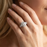 White gold Milgrain Round Diamond Halo Split Shank Ring_18