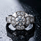 White gold Milgrain Round Diamond Halo Split Shank Ring_19