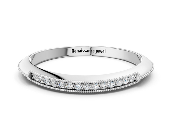 Platinum Milgrain Round Diamond Pavé Set Half Eternity Band