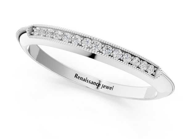 Platinum Milgrain Round Diamond Pavé Set Half Eternity Band