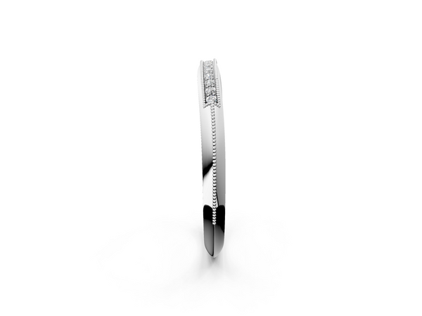 White gold Milgrain Round Diamond Pavé Set Half Eternity Band