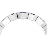 White gold Milgrain Square Bezel Round Amethyst Chevron Band_10