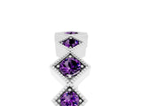 White gold Milgrain Square Bezel Round Amethyst Chevron Band_11