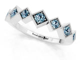 White gold Milgrain Square Bezel Round Aquamarine Chevron Band_7
