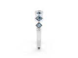White gold Milgrain Square Bezel Round Aquamarine Chevron Band_8