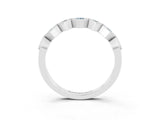 White gold Milgrain Square Bezel Round Aquamarine Chevron Band_9