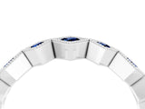 White gold Milgrain Square Bezel Round Blue Sapphire Chevron Band_10