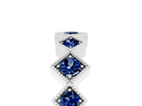 White gold Milgrain Square Bezel Round Blue Sapphire Chevron Band_11