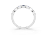 White gold Milgrain Square Bezel Round Blue Sapphire Chevron Band_9