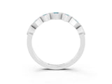White gold Milgrain Square Bezel Round Blue Topaz Chevron Band_9