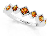White gold Milgrain Square Bezel Round Citrine Chevron Band_7