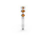White gold Milgrain Square Bezel Round Citrine Chevron Band_8