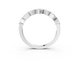 White gold Milgrain Square Bezel Round Diamond Chevron Band_38