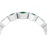 White gold Milgrain Square Bezel Round Emerald Chevron Band_10