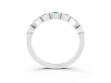White gold Milgrain Square Bezel Round Emerald Chevron Band_9