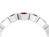 White gold Milgrain Square Bezel Round Garnet Chevron Band_10