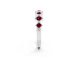 White gold Milgrain Square Bezel Round Garnet Chevron Band_8