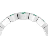 White gold Milgrain Square Bezel Round Green Sapphire Chevron Band_10