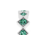 White gold Milgrain Square Bezel Round Green Sapphire Chevron Band_11